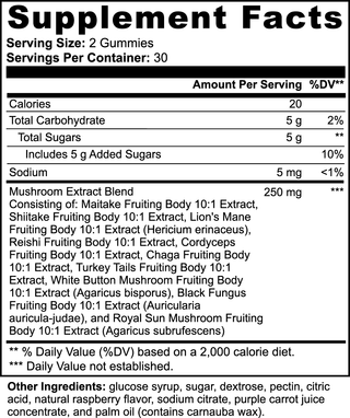 VitalFungi (Mushroom Fusion Gummies, Raspberry)