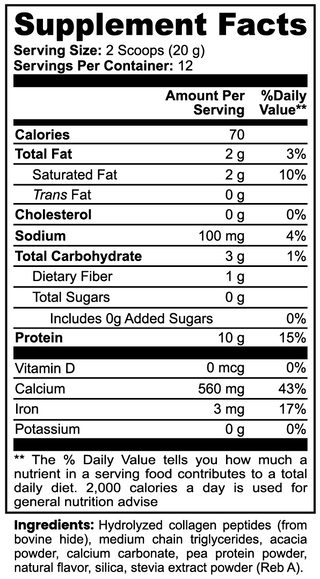 Grass-fed Collagen Creamer, Vanilla (NON-GMO)